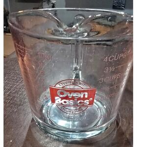 Anchor Hocking Oven Basics 4 Cup 1 Quart Glass Measuring Cup Clear Red Markings